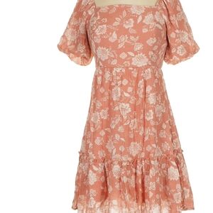 Blu Pepper Orange and White Ruffled Tiered Mini Sundress